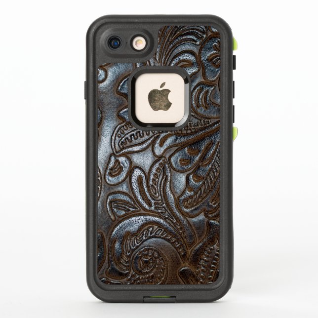 Vintage Embossed Brown Leather LifeProof iPhone Case (Back)