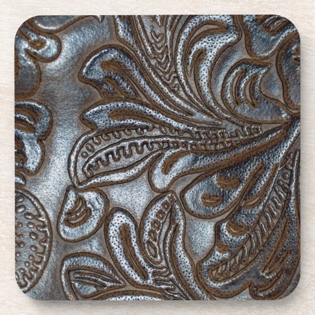 Vintage Embossed Leather Coaster (Front)