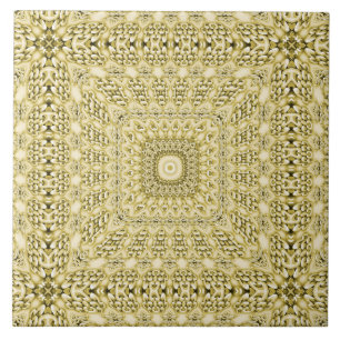 Vintage Embossed Metallic Gold Foil Floral Design Tile