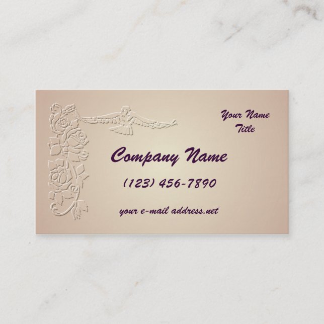 Vintage Embossed Roses and Bird Business Card (Front)