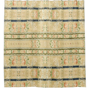 Vintage Embroidered Fabric Floral Shower Curtain