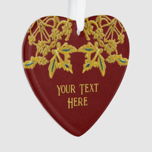 Vintage Embroidered Look Gold Thread customized Or Ornament