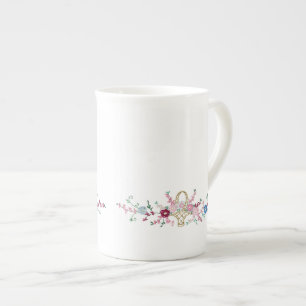 Vintage Embroidery Bone China Cup