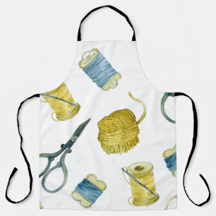 Vintage embroidery watercolor seamless pattern. apron