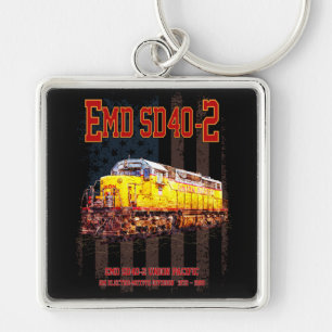Vintage EMD SD40-2 Diesel Locomotive American flag Key Ring