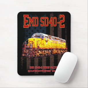 Vintage EMD SD40-2 Diesel Locomotive American flag Mouse Pad