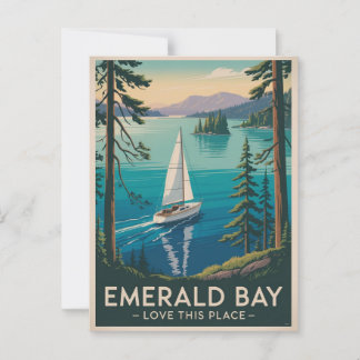 Vintage Emerald Bay Lake Tahoe Travel Postcard