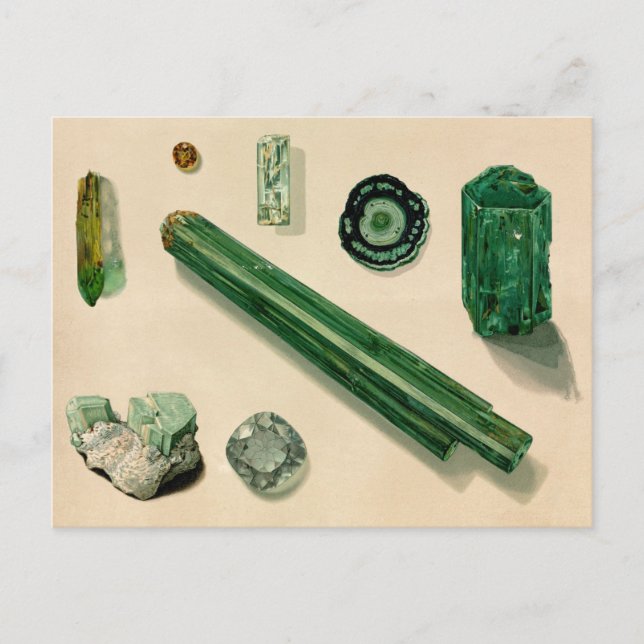 Vintage Emerald / Mineralogy Lithograph Postcard (Front)