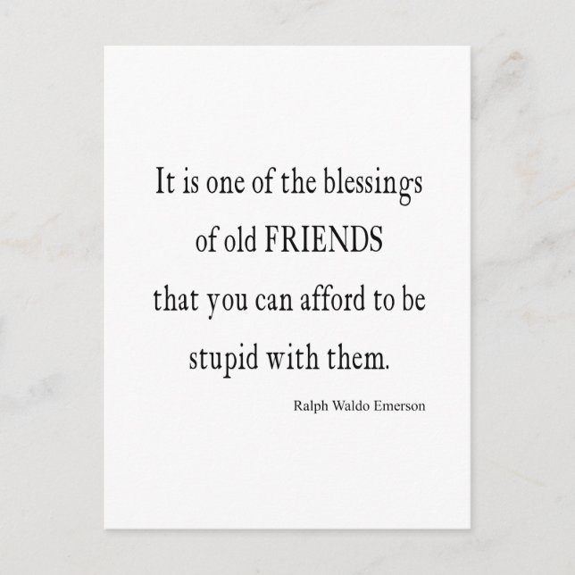 Vintage Emerson Friendship Blessing Quote Postcard (Front)