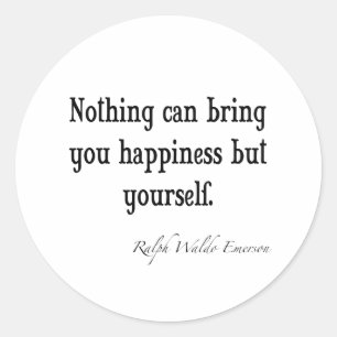 Vintage Emerson Happiness Inspirational Quote Classic Round Sticker