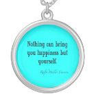 Vintage Emerson Happiness Quote Neon Blue Teal