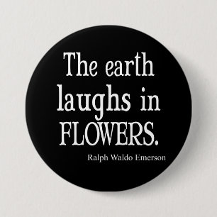Vintage Emerson The Earth Laughs in Flowers Quote 7.5 Cm Round Badge