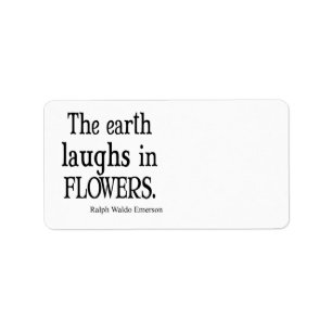 Vintage Emerson The Earth Laughs in Flowers Quote Label