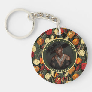 Vintage emotional keepsake Custom Photo Tulip Key Ring