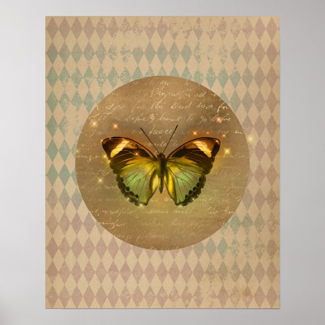 Vintage Enchanted Butterfly  Poster (Front)