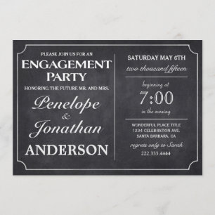 Vintage Engagement Party Invitations Chalkboard
