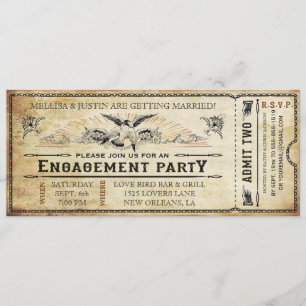 Vintage Engagement Party Ticket Invitation
