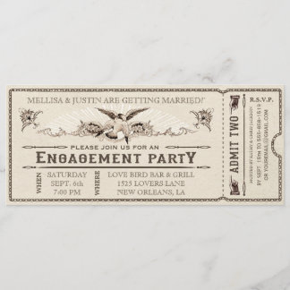 Vintage Engagement Party Ticket Invitation II