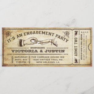 Vintage Engagement Party Ticket Invitation III