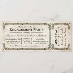 Vintage Engagement Party Ticket Invitations I