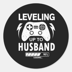 Vintage Engagement Wedding For Groom Video Game Lo Classic Round Sticker