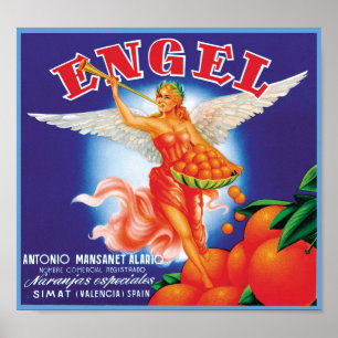 Vintage Engel Fruit Crate Label Poster