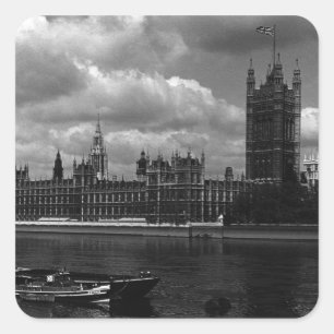 Vintage England London parliament houses 70s Square Sticker