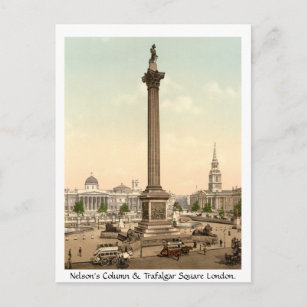 Vintage England, Trafalgar Square London Postcard