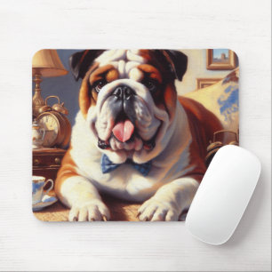 Vintage English Bulldog Illustration Mouse Pad
