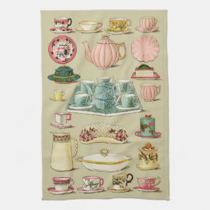 Vintage English China Tea Service Kitchen Towel