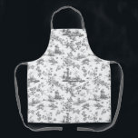 Vintage English Floral Toile de Jouy-Blue Apron<br><div class="desc">Beautiful seamless toile de jouy pattern adapted from an English copperplate engraved design by John Munns ca 1770s featuring classical ruins,  seaport,  shepherd and floral garlands. Grey on white background.</div>
