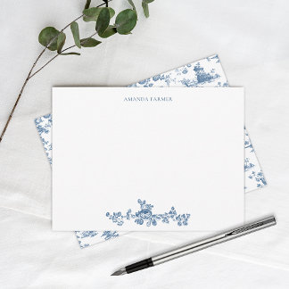 Vintage English Floral Toile de Jouy-Blue Card