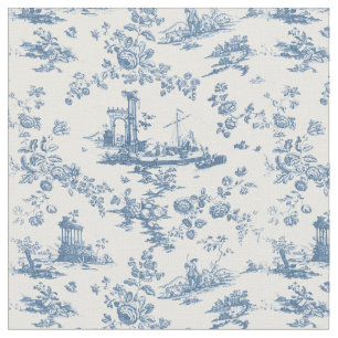 Vintage English Floral Toile de Jouy-Blue Fabric