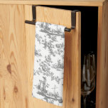 Vintage English Floral Toile de Jouy-Blue Kitchen  Tea Towel<br><div class="desc">Beautiful seamless toile de jouy pattern adapted from an English copperplate engraved design by John Munns ca 1770s featuring classical ruins,  seaport,  shepherd and floral garlands. Grey on white background.</div>