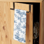 Vintage English Floral Toile de Jouy-Blue Tea Towel<br><div class="desc">Beautiful seamless toile de jouy pattern adapted from an English copperplate engraved design by John Munns ca 1770s featuring classical ruins,  seaport,  shepherd and floral garlands. Blue on white background.</div>