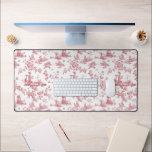 Vintage English Floral Toile de Jouy-Pink Desk Mat<br><div class="desc">Beautiful seamless toile de jouy pattern adapted from an English copperplate engraved design by John Munns ca 1770s featuring classical ruins,  seaport,  shepherd and floral garlands. Pink on white background.</div>