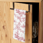 Vintage English Floral Toile de Jouy-Pink Tea Towel<br><div class="desc">Beautiful seamless toile de jouy pattern adapted from an English copperplate engraved design by John Munns ca 1770s featuring classical ruins,  seaport,  shepherd and floral garlands. Pink on white background.</div>