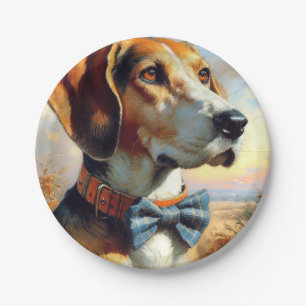 Vintage English Foxhound Painting Paper Plate