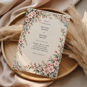 Vintage English Garden Floral Heirloom Invitation