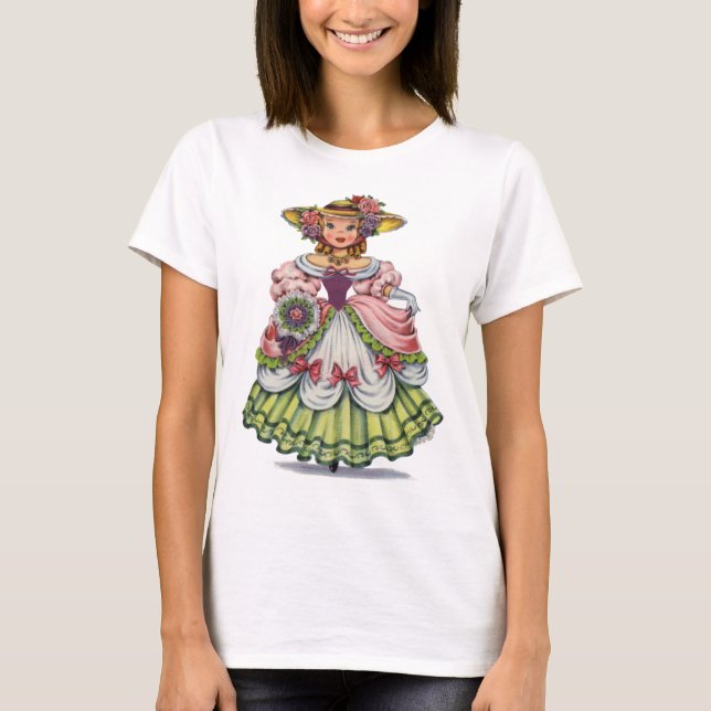 Vintage English Girl in Elizabethan Dress T-Shirt (Front)