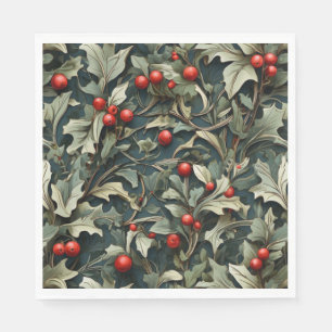 Vintage English Holly berry botanical  Napkin