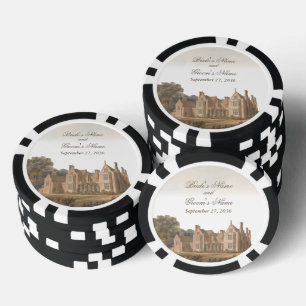 Vintage English Manor Chateau Villa Wedding Poker Chips