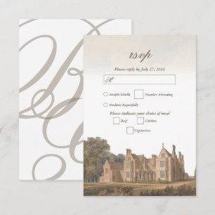 Vintage English Manor Chateau Villa Wedding RSVP Card