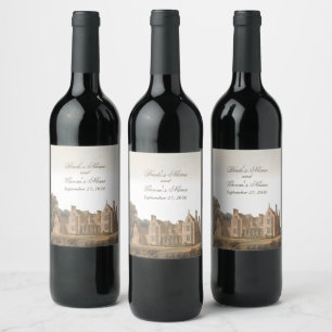 Vintage English Manor Chateau Villa Wedding Wine Label