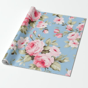 Vintage English pink roses Wrapping Paper