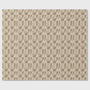 Vintage English Rose & Cream Floral Garden Pattern Wrapping Paper