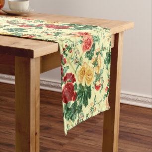 Vintage English Rose Trellis Pattern Short Table Runner