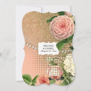 Vintage English Roses Glam Old Hollywood Regency Invitation