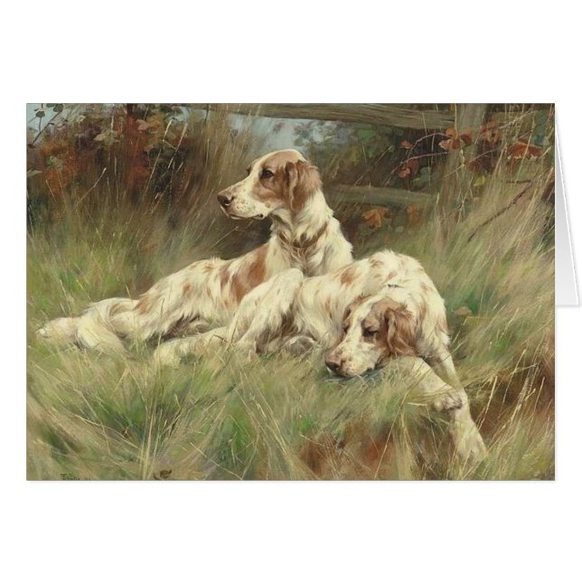 Vintage - English Setter Dogs in the Field, (Front Horizontal)