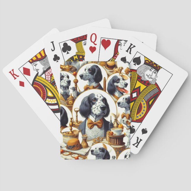 Vintage English Setter Illustration Playing Cards (Back)